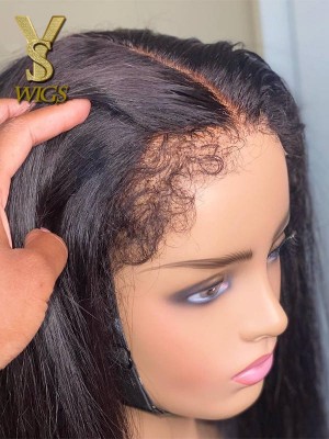 YSwigs 4C Curly Baby Hair Realistic Edges 13x4 Straight HD Lace Front Wig NEW03