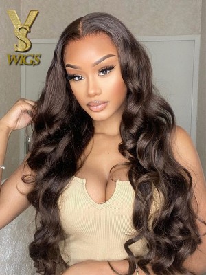 YSwigs Chocolate Color Lace Front Human Hair Wig Bouncy Body Wave Wig Baby Hair YS723