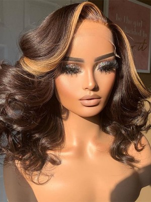 YSWIGS Highlight Body Wave 360 HD Lace Human Hair Lace Front Wig BT-12