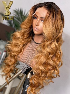 YSwigs Ombre Blonde Body Wave Pre Plucked Undetectable Dream HD lace Human Hair 360 lace wig GX002