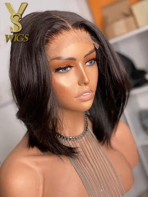 YSwigs Short Silky Straight Bob Style 13 6 Lace Front Wigs Undetectable Dream HD Lace Human Hair Wig Virgin Pre Plucked Bleached Knots GX726