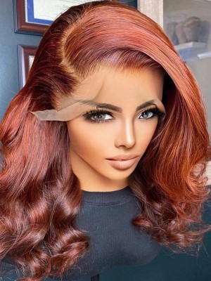 YSwigs Undetectable Dream HD Lace Silky Straight Ginger Bob Human Hair Lace Front Wigs