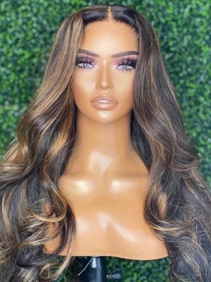 YSwigs Undetectable 13x6 HD Lace Highlight Color Body Wave Brazilian Human Hair Wig CLS-13