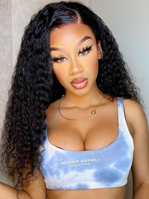 YSwigs Water Wave Brazilian Virgin Hair Swiss Lace Glueless 4x4 Lace Closure Wig WW01