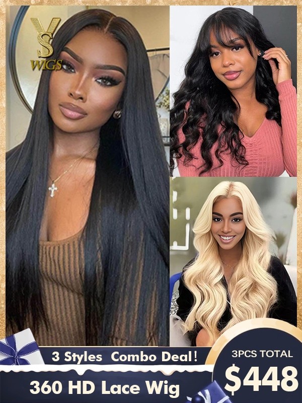 3wigs 360 HD lace wigs Total $448， YS451