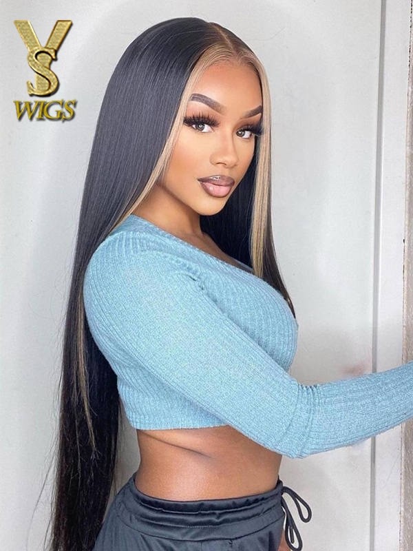 Ombre Lace Front Wig Human Hair 20inch 13x6 Straight Highlight Lace Front Wigs for Black Women Human Hair Lace Front Wigs, CLS-24