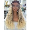 YSwigs Human Hair Full Lace Braided Wig Tangleless synthetic hair Braids with Human Hair Curls