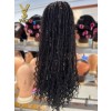 YSwigs Human Hair Full Lace Braided Wig Tangleless synthetic hair Braids with Human Hair Curls,YS463