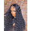 Deep Wave 13X6 Transparent Lace Front Wigs Brazilian 10A Grade Deep Curly Human Hair Wigs for Black Women Pre Plucked with Baby Hair Natural Black 180% Density,YS807