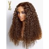 Long Kinky Curly HD Full Lace Human Hair Wigs beautiful color 4#, YS917
