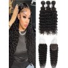 YSwigs 13×6 HD Lace Deep Curly 3 Bundles with 1 frontal  , CLS-2
