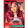 Body wave 13x4 lace front wig swiss Lace 180% Density Glueless Wigs Pre Plucked with Baby Hair Burgundy red,LX11