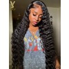 Deep wave 13x6 lace front wig Transparent Lace 180% Density Glueless Wigs Pre Plucked with Baby Hair