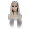 YSwigs 13x4 Lace Front Human Hair Wigs 14 Inches Straight Grey Lace Front Wig Pre Plucked Silver Gray Long Inch Wigs YS004