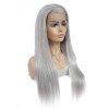 YSwigs 13x4 Lace Front Human Hair Wigs 14 Inches Straight Grey Lace Front Wig Pre Plucked Silver Gray Long Inch Wigs YS004