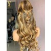 Highlight Ombre Lace Front Wig Human Hair 13x4 HD Transparent 4/27 Honey Blonde Lace Frontal Wigs Pre Plucked