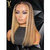 4/27 Highlight Lace Front Wig Human Hair Silky Straight 13x4 Ombre Lace Front Human Hair Wigs, YS609