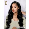 13x4 Body Wave Lace Front Wigs Human Hair Pre Plucked With Baby Hair 180% Density Glueless Brazilian Virgin Human Hair Wigs For Black Women HD Transparent Lace Front Wigs With Natural Black