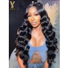 Loose wave 13x6 lace front wig Transparent Lace 180% Density Glueless Wigs Pre Plucked with Baby Hair,YS803