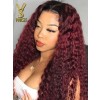 Wig Trend 2023 Ombre Curly Lace Front Wig Human Hair With Dark Roots 13x6 HD Transparent lace frontal Wigs with Baby Hair 150% Density, WT29