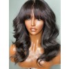 YSWIGS 150% Density Chinese Bang Wave Transparent & Brown Lace Human Hair Lace Front Wig