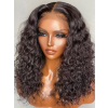 YSWIGS 150% Density Kinky Curly Transparent & Brown Lace Human Hair Lace Front Wig BT-4