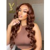 YSwigs Auburn Brown Color High Quality Lace Front Human Hair Charming Wig YS724