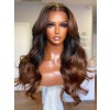 YSwigs Brown To Black Ombre Color Body Wave Human Hair Wigs For Women YS7233