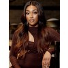 YSwigs Brown To Black Ombre Color Body Wave Human Hair Wigs For Women YS7233