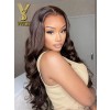 YSwigs Chocolate Color Lace Front Human Hair Wig Bouncy Body Wave Wig Baby Hair YS723