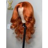 YSwigs Ginger Color Body Wave Human Hair HD Lace Front Wigs WD016
