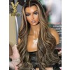 YSwigs Highlight Color 13×4 HD Lace  Wavy Human Hair HD Lace Front Wig YS021