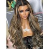 YSwigs Highlight Color 13×4 HD Lace  Wavy Human Hair HD Lace Front Wig YS021