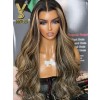 YSwigs Highlight Color 13×4 HD Lace  Wavy Human Hair HD Lace Front Wig YS021