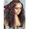 YSwigs Highlight Color Curly Human Hair Full Lace Wigs for Black Women GX327