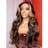 YSWIGS Highlight Mix Color Wave HD Lace Human Hair Lace Front Wig Pre Plucked BT-6