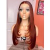 YSwigs Inner Buckle Cute Straight 13x4 Lace Front Wig Ginger Color Layer Human Hair Wigs HXQ024