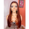 YSwigs Inner Buckle Cute Straight 13x4 Lace Front Wig Ginger Color Layer Human Hair Wigs HXQ024