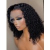 YSWIGS Kinky Curly Transparent & Brown Lace Human Hair Lace Front Wig 