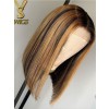 	 YSwigs Mixed Color Straight Undetectable Dream HD Lace Human Hair Lace Front Wigs B001