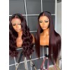 YSwigs New Arrivals Burgundy Color Supernatural and Realistic HD Lace 13x6 Lace Front Human Hair Wigs YS090