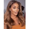 YSWIGS Ombre Brown Wave Transparent & Brown Lace Human Hair Lace Front Wig