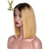 YSwigs Short Bob Wigs Straight Ombre Red 99J Green Blue 13x6 Lace Front Brazilian Human Hair Wigs