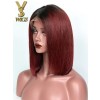 YSwigs Short Bob Wigs Straight Ombre Red 99J Green Blue 13x6 Lace Front Brazilian Human Hair Wigs