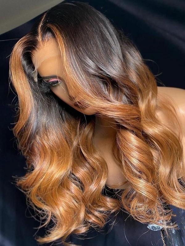 YSwigs 5×5 Undetectable HD Lace Ombre Color Body Wave Brazilian Human Hair Wig CLS-16