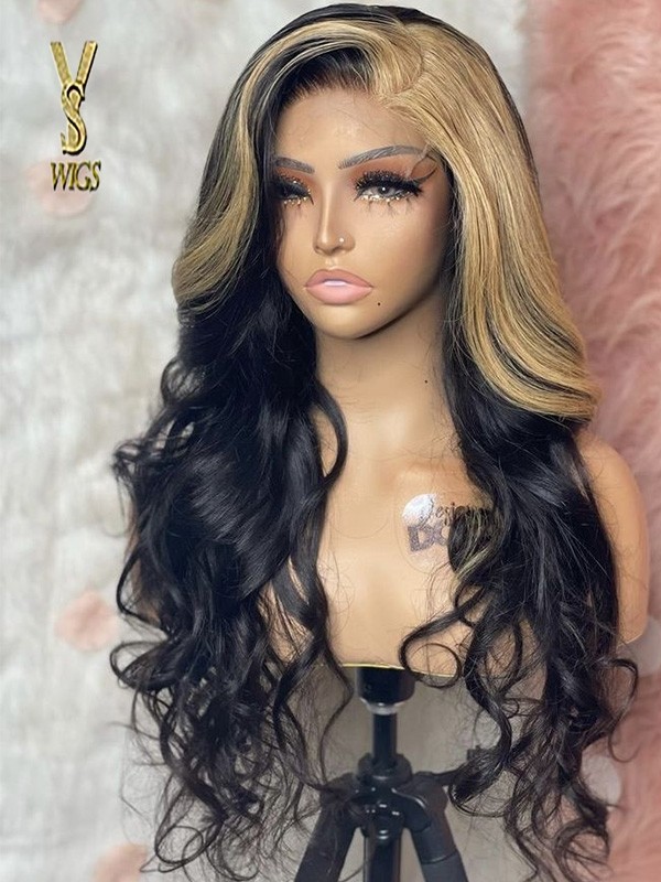 Yswigs 180% Density 22inch natural color ombre  body wave Undetectable HD Lace Wig,YS457