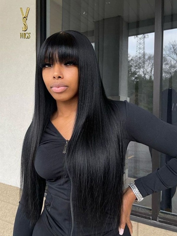 YSwigs Bye Bye Knots Natural Straight  360 HD Lace Wig with bangs wig ,YS15