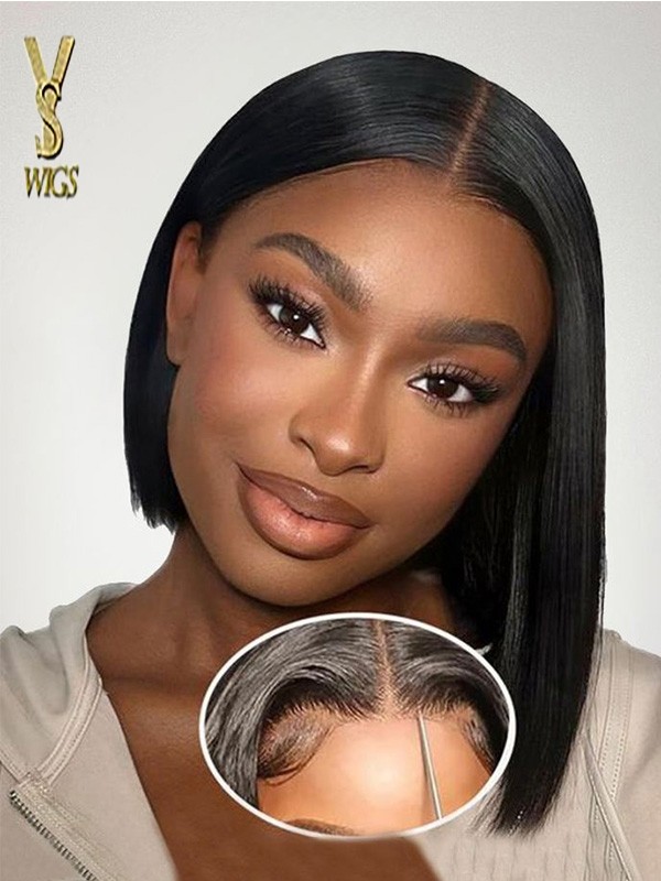 Buy 1 send 1 free wigs YSwigs human hair 12inch bob wigs lace front wig 150%,YS472