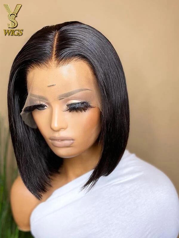 5x5 Closure Bob Wig Human Hair10 inch Short Bob Wig Glueless Wigs Transparent Lace Wig Pre Plucked for Women 150%,YS810
