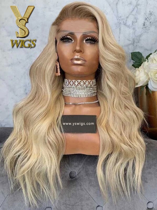 YSwigs Dark Root Ombre #613 Blonde Lace Front Virgin Human Hair Wigs Body Wave Wig in Stock YS727